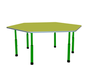 Стол для детского сада "Шестиугольник"  Салатовый-Зеленая вода