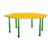 Стол для детского сада "Шестиугольник" Салатовый-Жёлтый