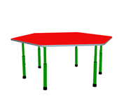 Стол для детского сада "Шестиугольник" Салатовый-Красный