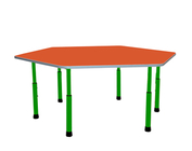 Стол для детского сада "Шестиугольник" Салатовый-Апельсин