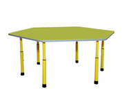 Стол для детского сада "Шестиугольник" Желтый-Зеленая вода