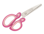 Ножницы детские №2 128мм, пластиковые ручки с резиновыми вставками,  розовый