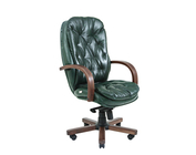 Офисное кресло "Венеция" Вуд Кожа люкс комбинированная Зеленое