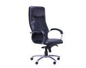 Офисное кресло "Ника" HB хром Кожа Люкс комбинированная черная